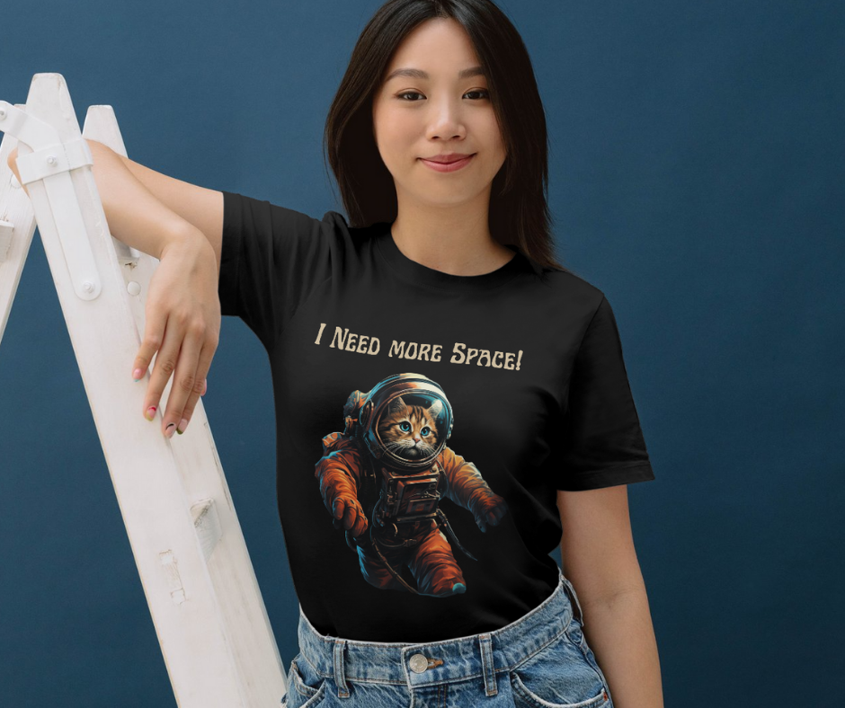 I need more space cute cat in astronaut suit t-shirt
