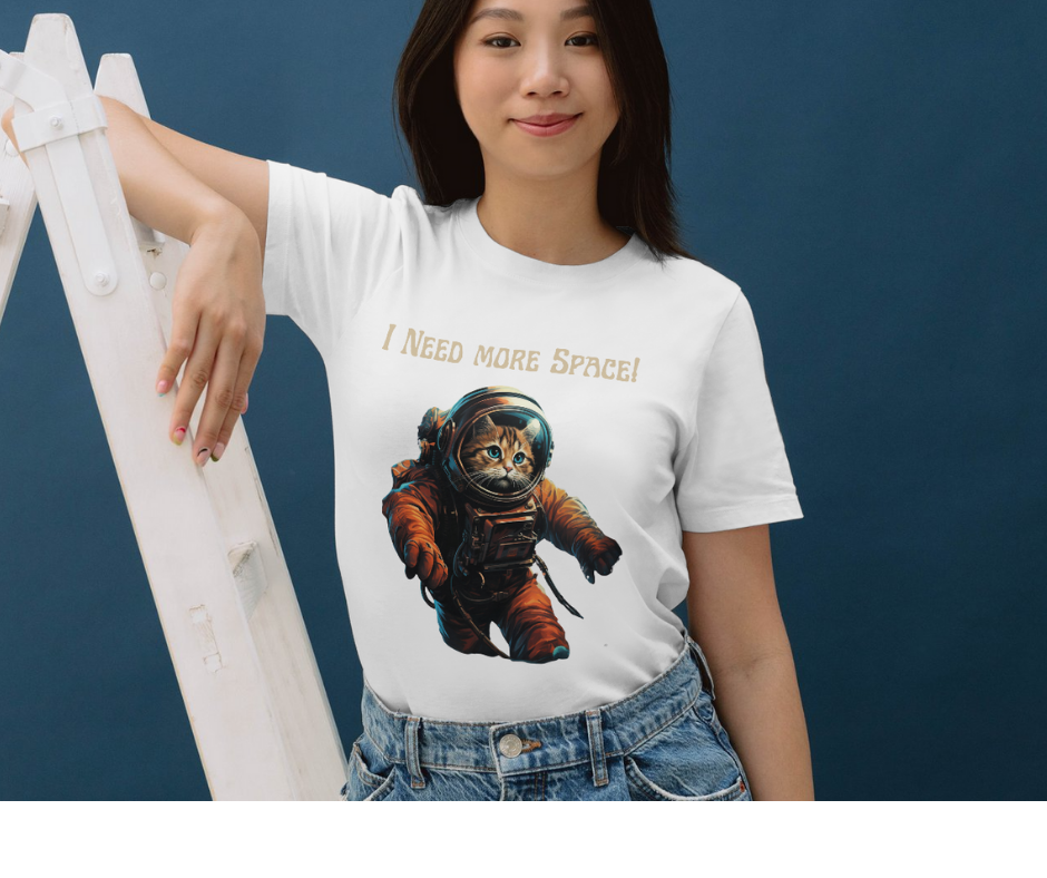 I need more space cute cat in astronaut suit t-shirt