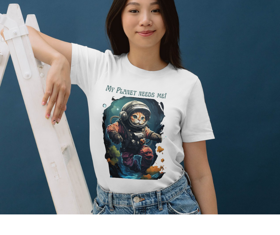 Planet needs me cute cat in astronaut suit t-shirt
