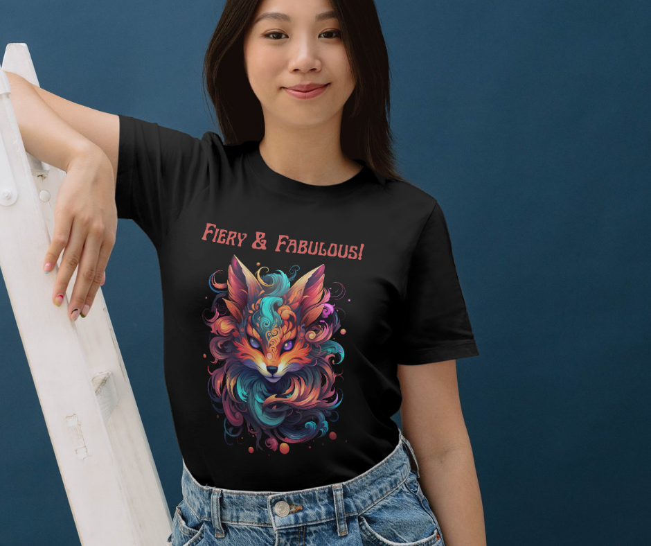 Fiery and fabulous trippy kitsune T-shirt