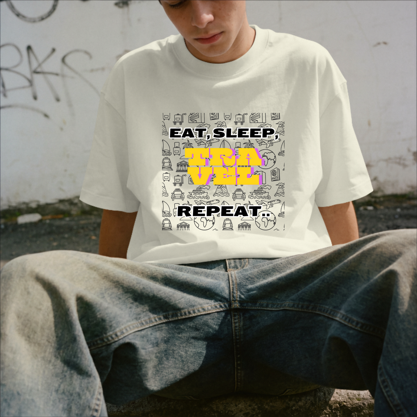 Eat, Sleep, Travel, Repeat T-Shirt for Wanderers