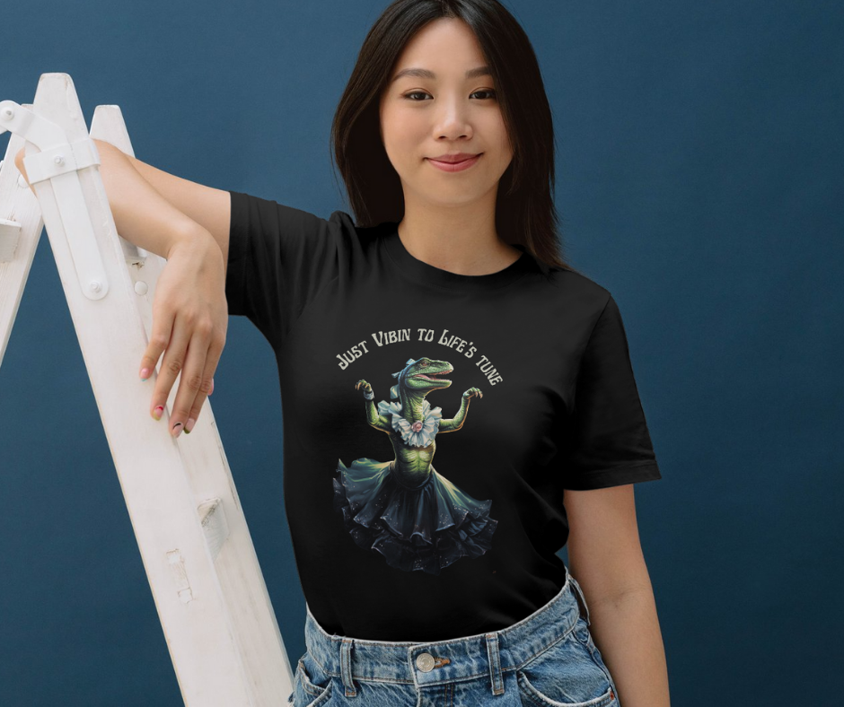 Vibin to life tunes dancing Dinosaur T-shirt