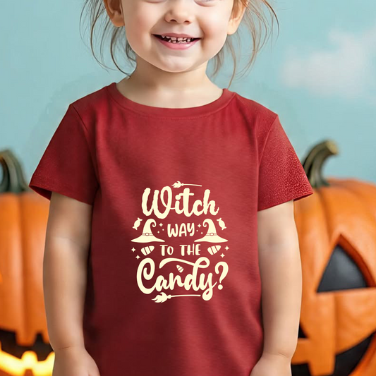 Witch Halloween Girl's Crew Neck T-Shirt