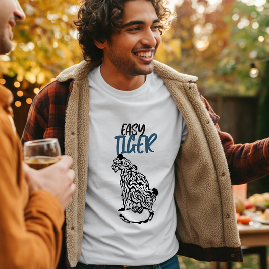 Easy Tiger! - Abstract Tiger -Pure Cotton White T-shirt