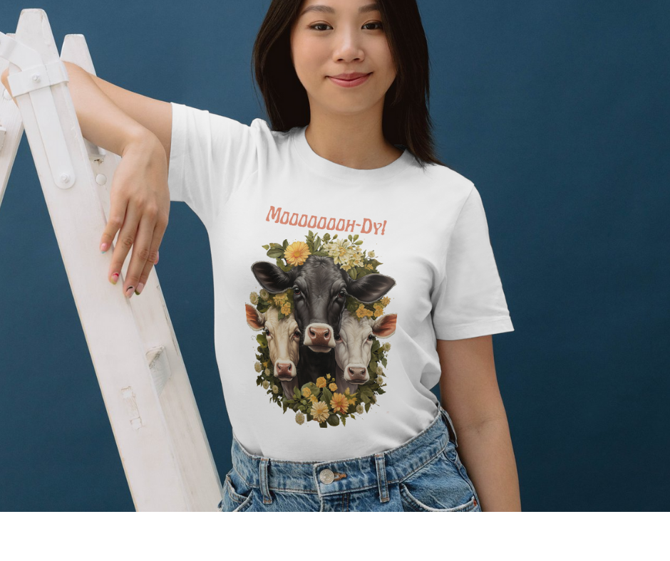 Moody cow collage t-shirt Cow lover T-shirt