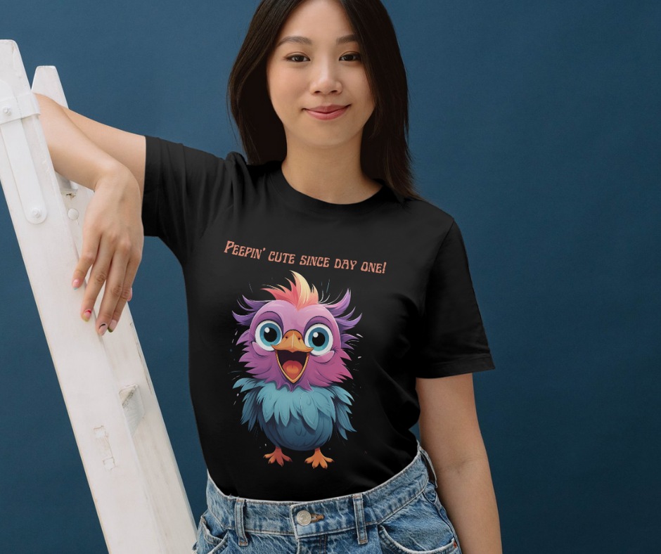 Peepin cute cartoon bird t-shirt