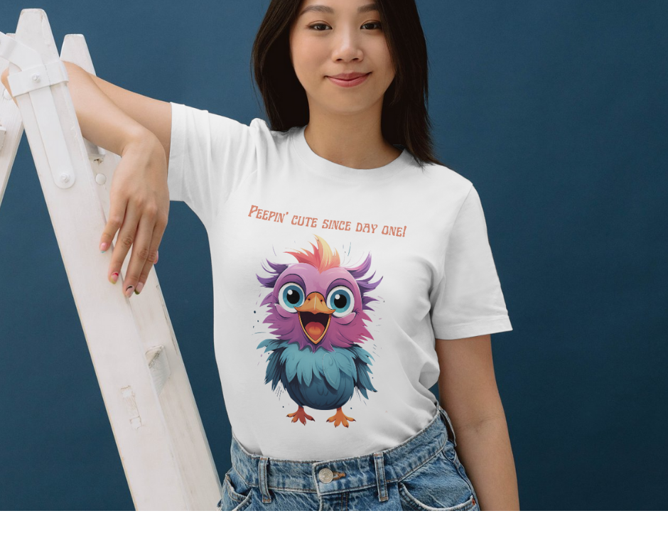 Peepin cute cartoon bird t-shirt
