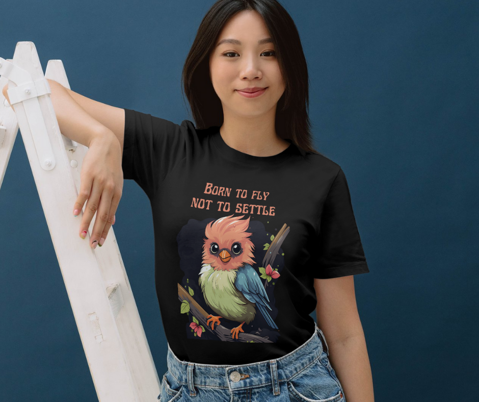 Born to fly cartoon bird T-shirt