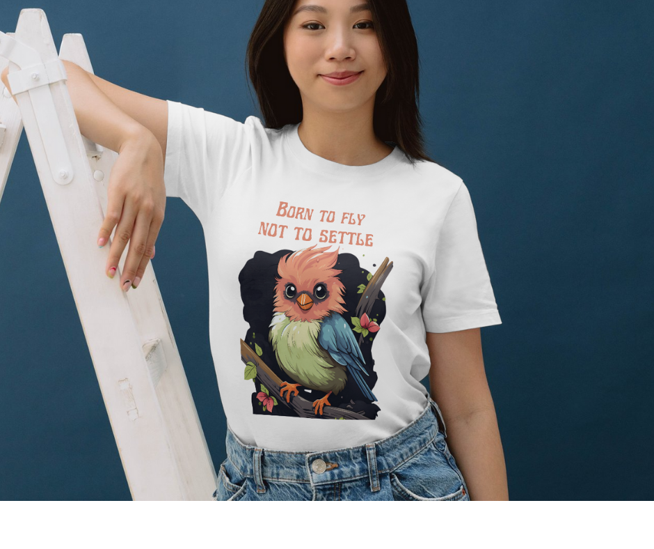 Born to fly cartoon bird T-shirt