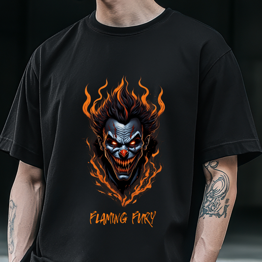 Flaming Fury Skull Gothic Oversized T-shirt
