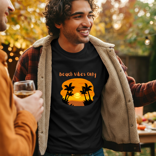 Beach vibes only sunny tree beach travel t-shirt