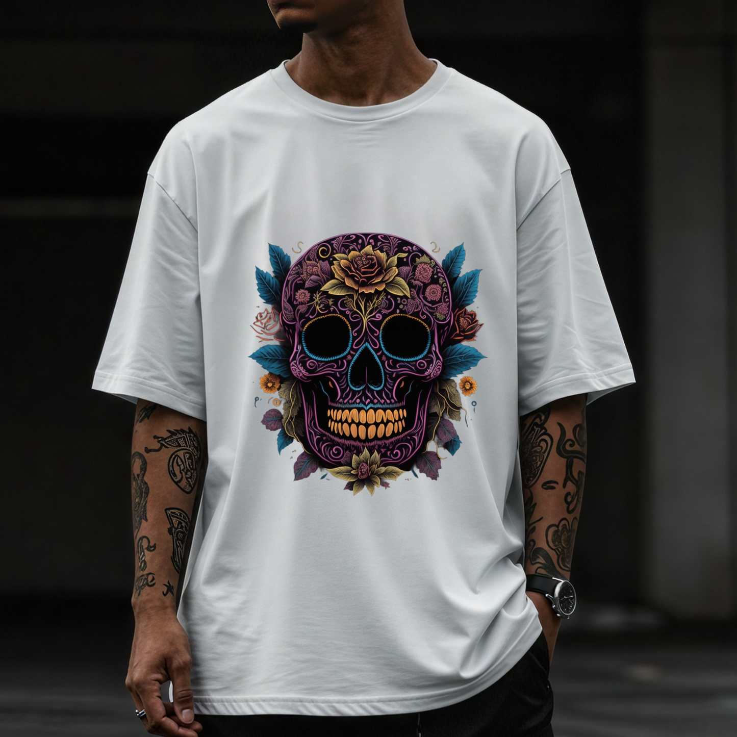 Floral Remains - Gothic T-Shirt – Dark Romantic Floral Skull Tee – Alternative Grunge Fashion