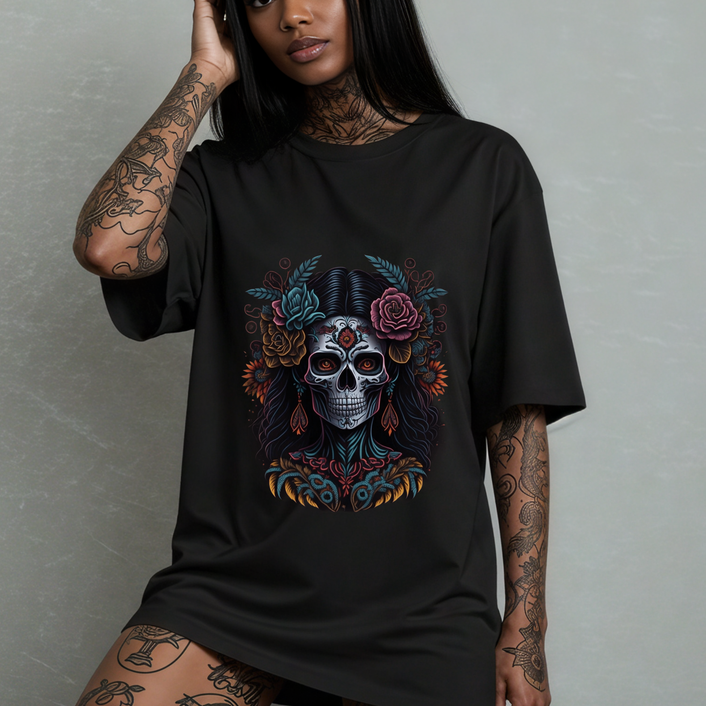 Dark Rose Reliquary -Gothic Skull and Rose T-Shirt for Women | Romantic Dark Aesthetic Tee | Soft Grunge Fashion