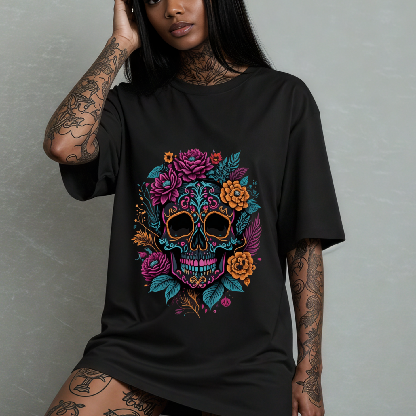 Beneath the Bloom, We Rot -Gothic T-Shirt – Dark Romantic Floral Skull Tee
