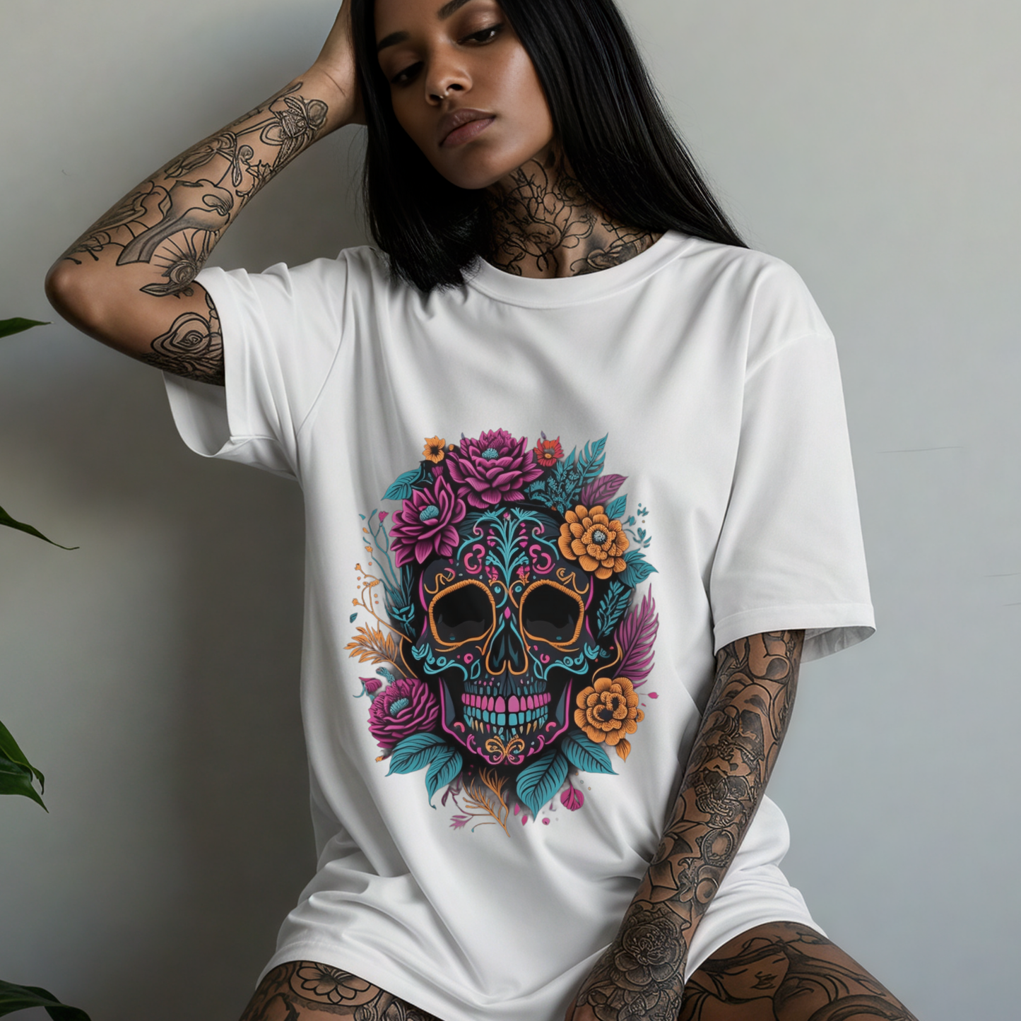 Beneath the Bloom, We Rot -Gothic T-Shirt – Dark Romantic Floral Skull Tee