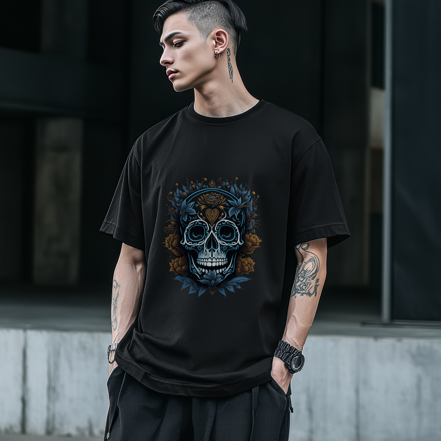 Sacred Decay -Gothic T-Shirt – Dark Romantic Floral Skull Tee