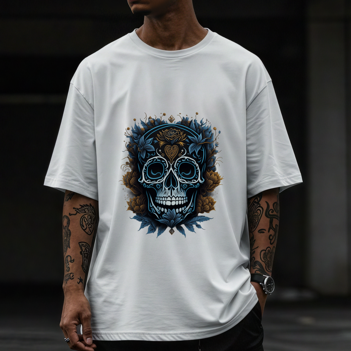 Sacred Decay -Gothic T-Shirt – Dark Romantic Floral Skull Tee