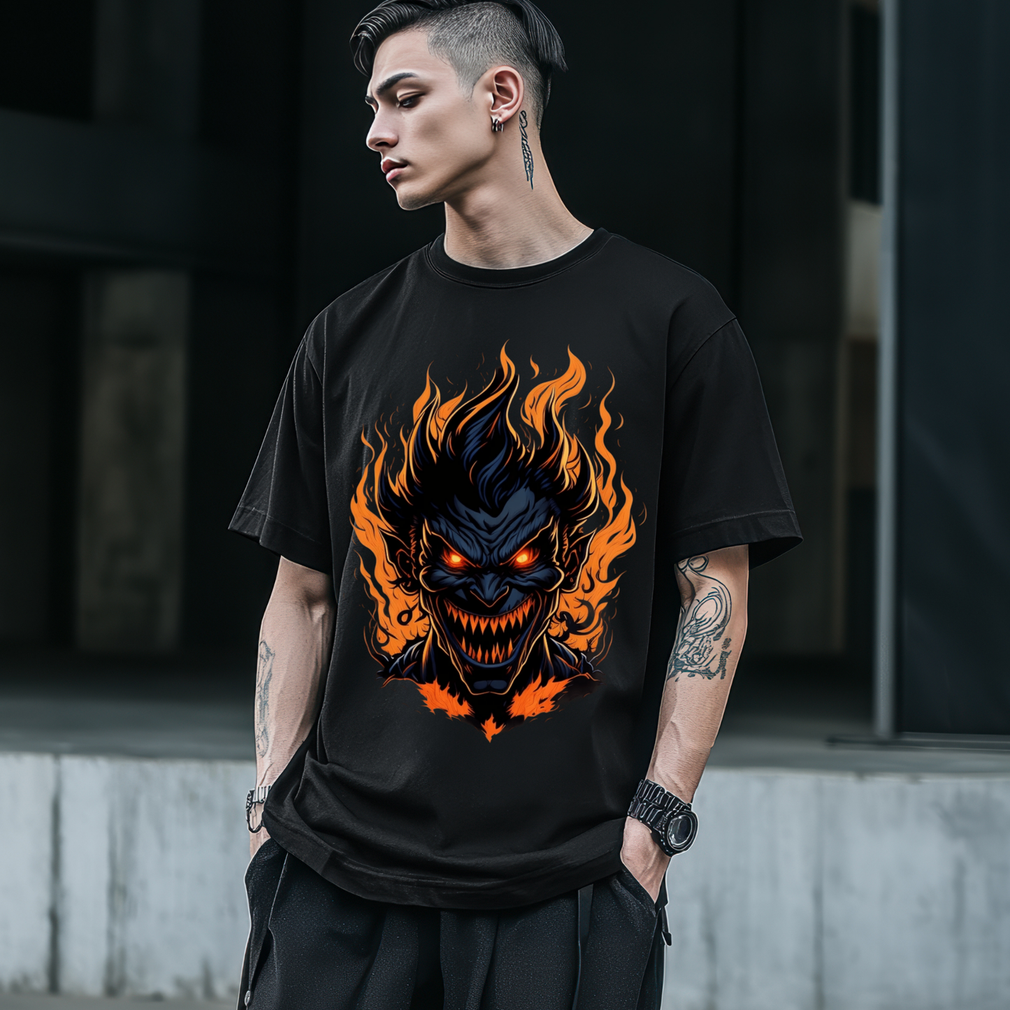 Iron Soul Inferno -Men's Oversized T-shirt for bike lover and rebels