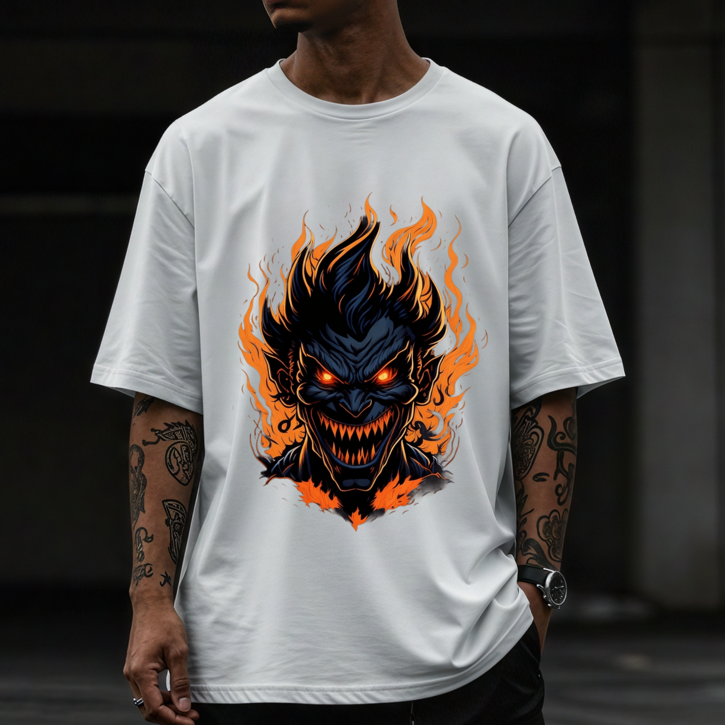 Iron Soul Inferno -Men's Oversized T-shirt for bike lover and rebels
