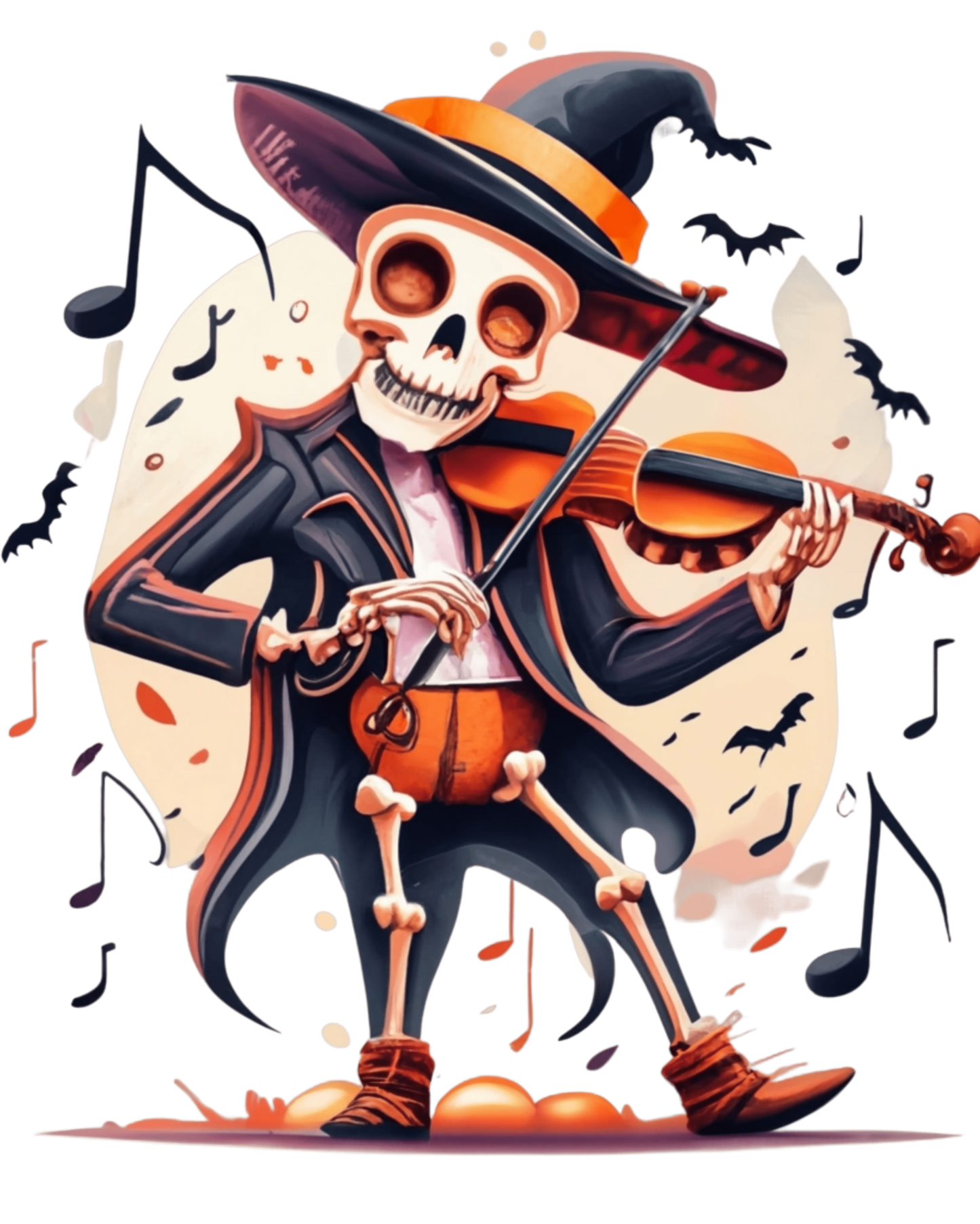 Tune in, Bone out -Funny Skeleton Playing Violin T-Shirt | Music Lover Halloween Tee | Quirky Rock and Roll Shirt