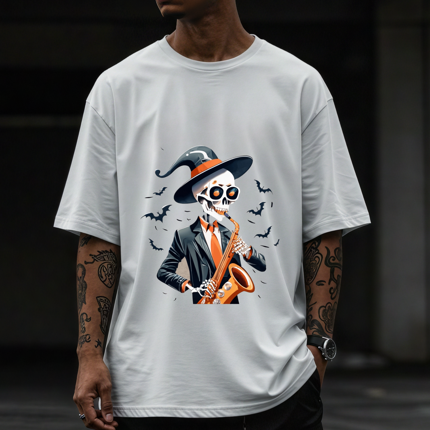 Jam Session from the Crypt -Funny Skeleton T-Shirt | Music Lover Halloween Tee | Quirky Rock and Roll Shirt