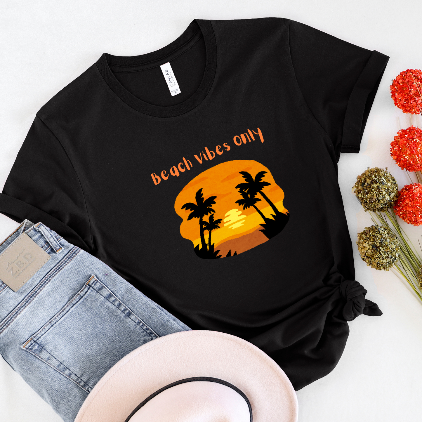 Beach vibes only sunny tree beach Men's travel t-shirt