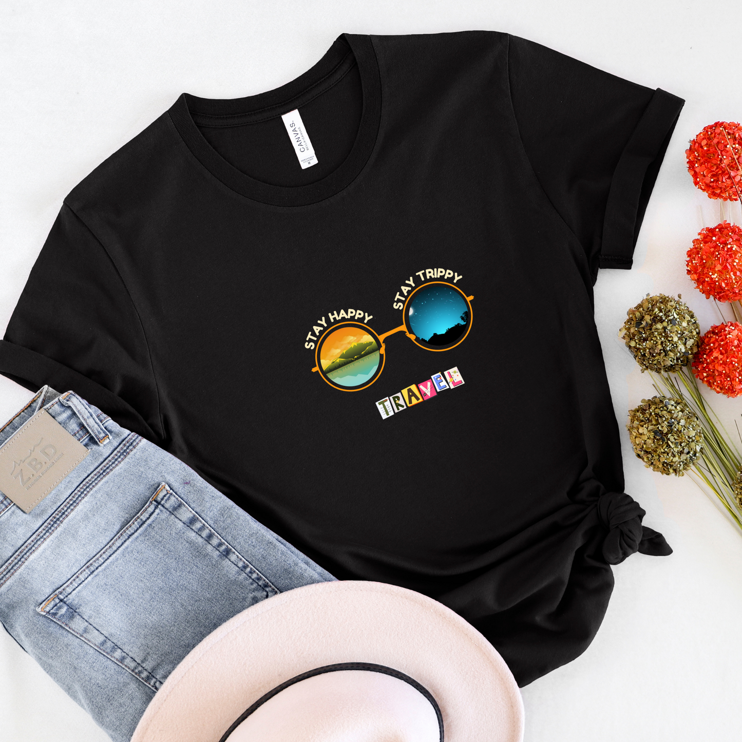 Stay happy, Stay trippy gogs Women's Travel T-shirt
