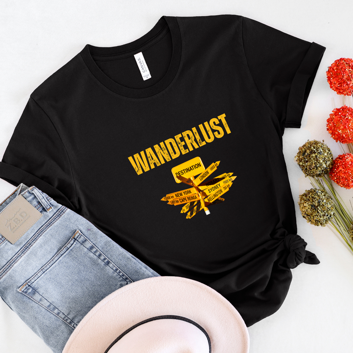 Wanderlust sign board Men's Travel T-shirt