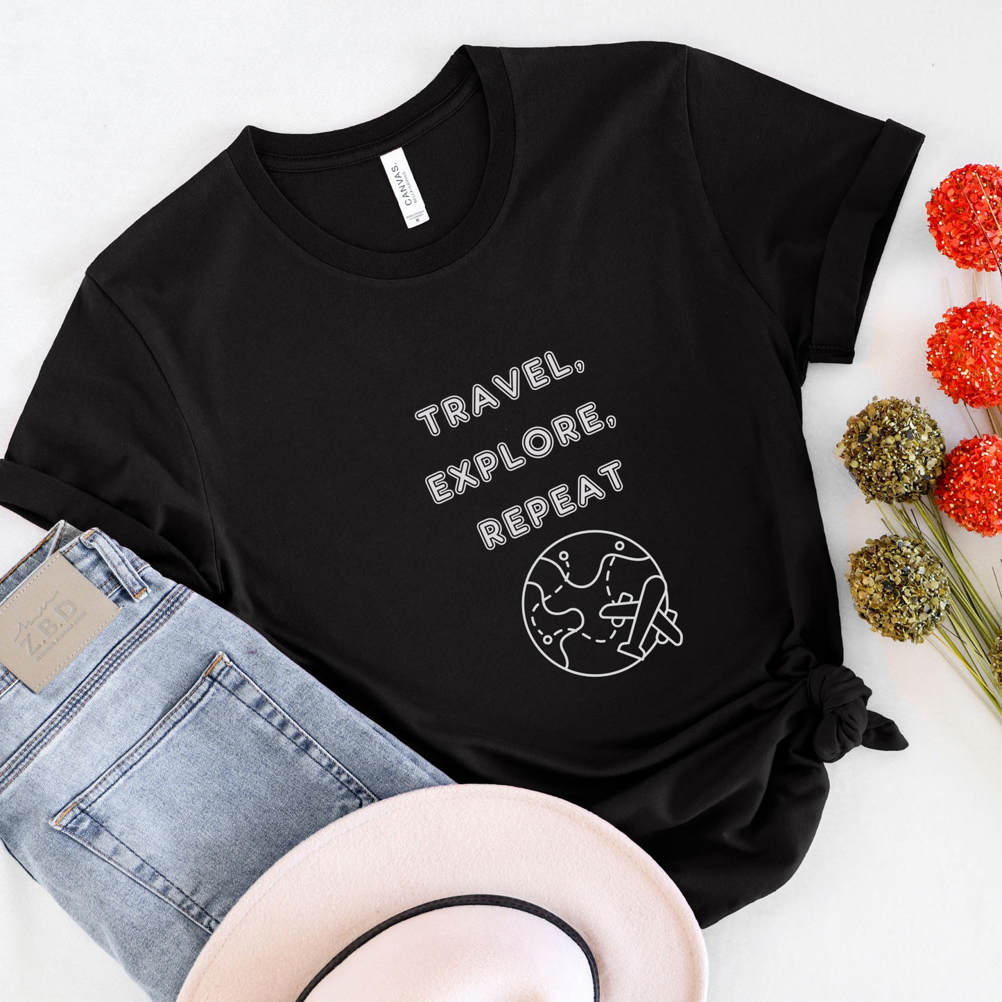 Travel, explore, repeat , globe Men's travel T-shirt