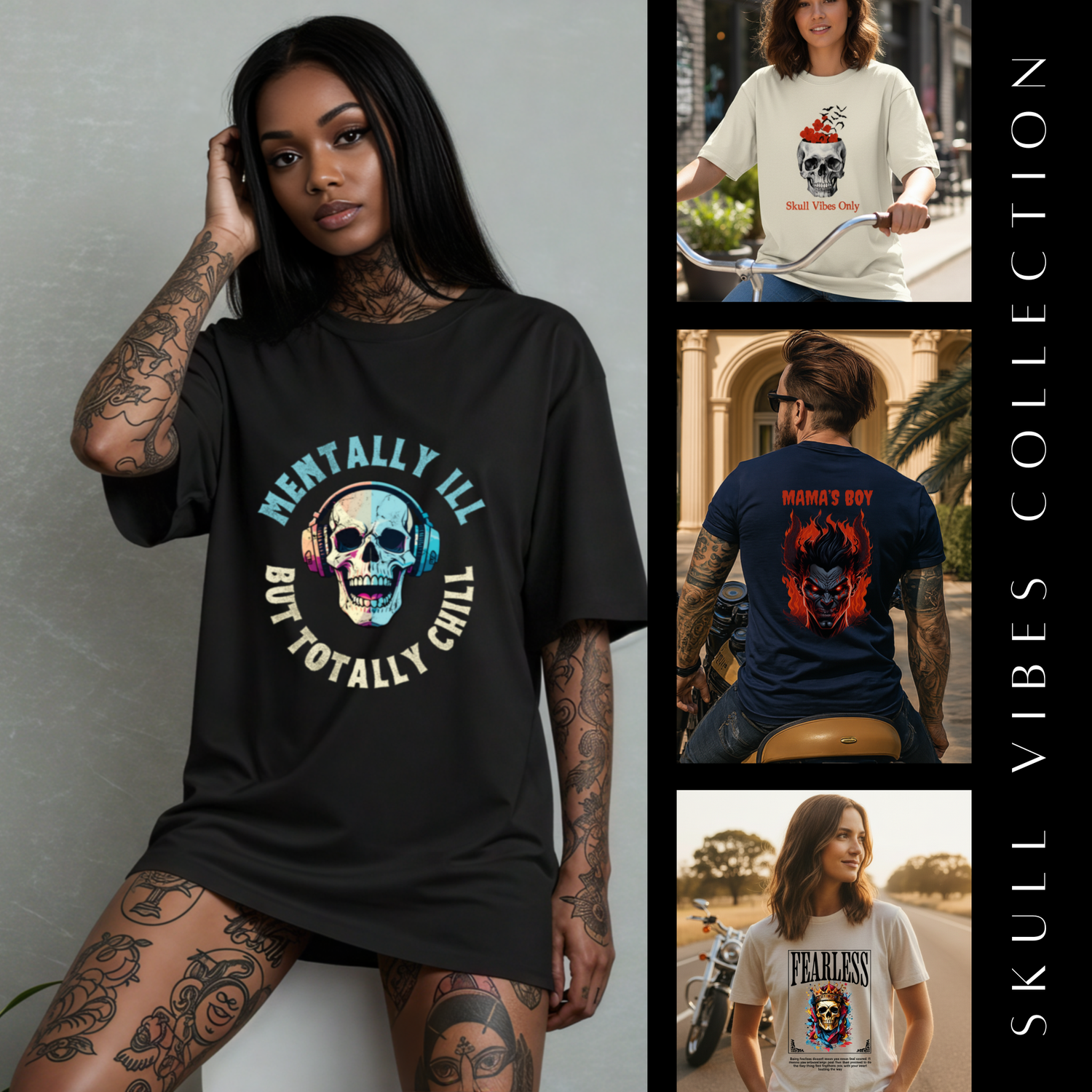 Skull Vibes - Gothic Oversized T-shirts