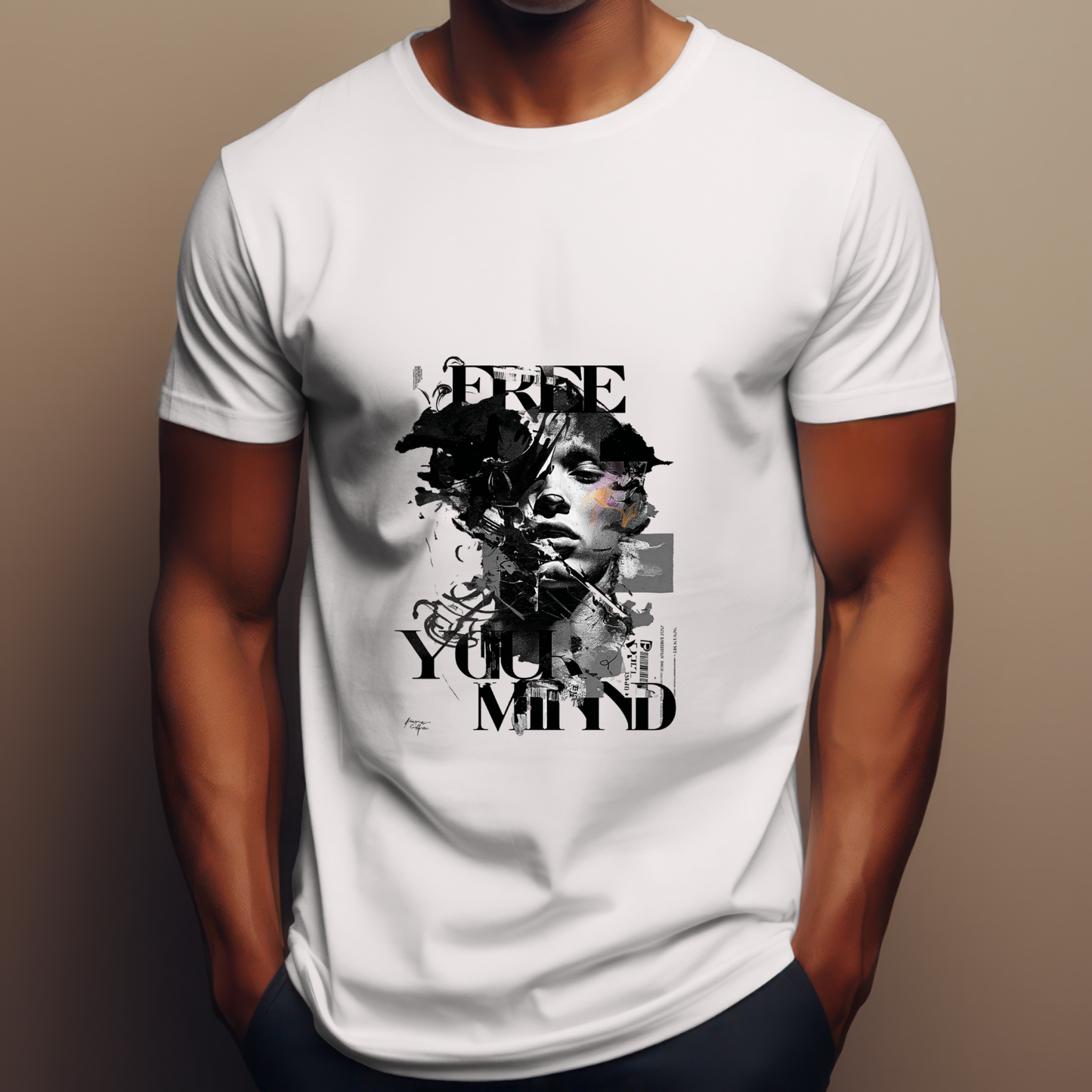 Free your Mind Abstract Art- Pure Cotton White T-shirt