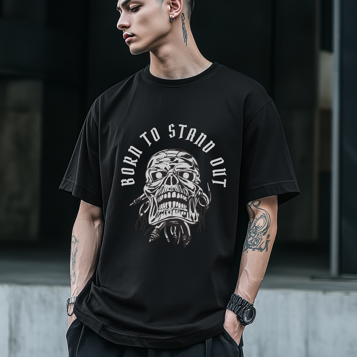 Born to stand out Gothic Skull T-Shirt
