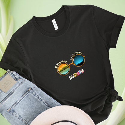 Stay happy, Stay trippy gogs Travel T-shirt for Woman