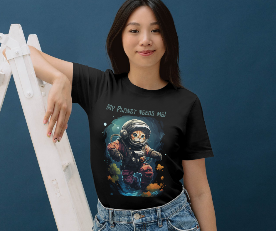 Planet needs me cute cat in astronaut suit t-shirt