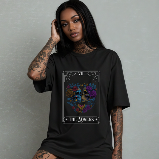 The Lovers Skull Tarot Gothic T-shirt