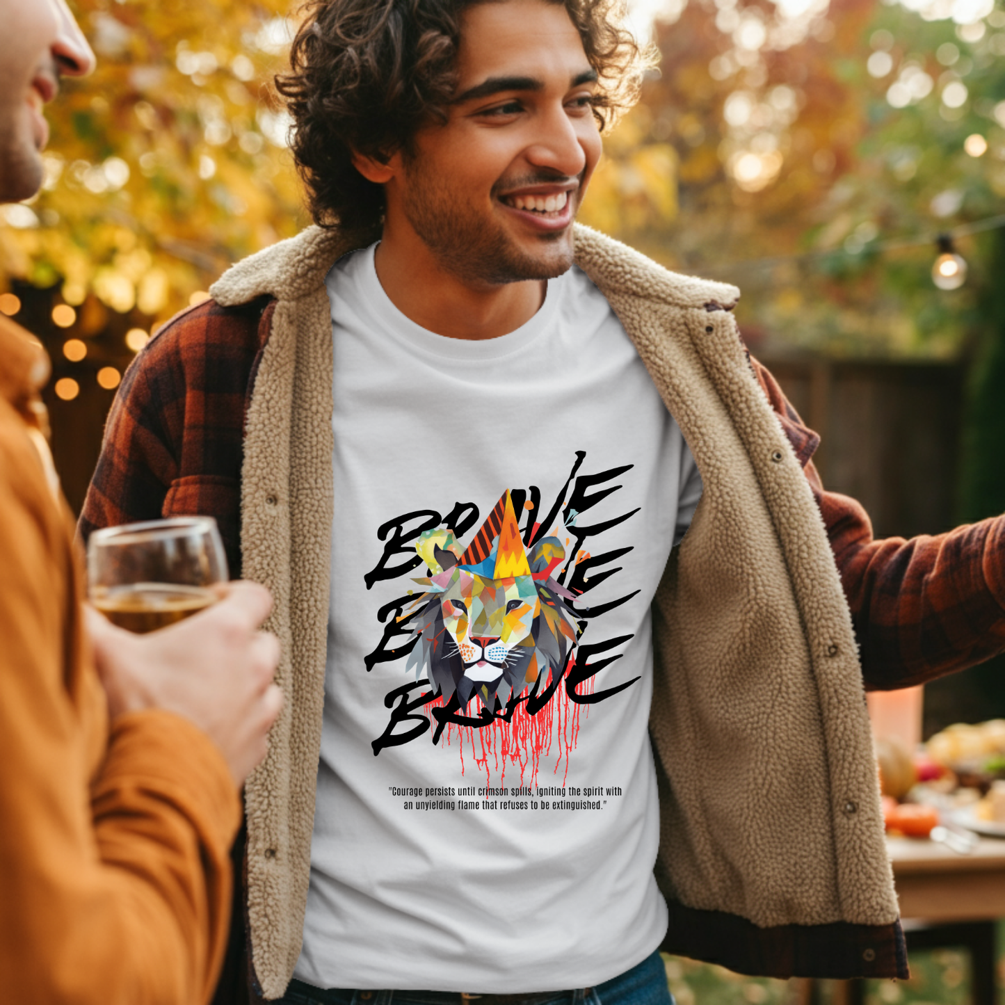 Brave - Lion Pure Cotton White T-Shirt for Men