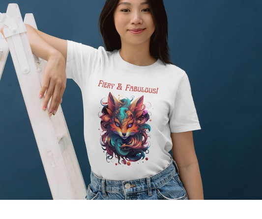 Fiery and fabulous trippy kitsune T-shirt