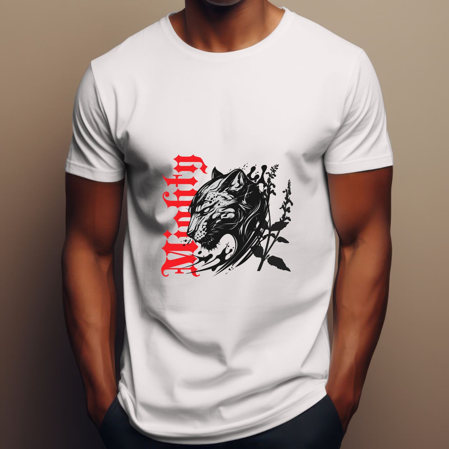 Mighty- Big Cat Pure Cotton White T-shirt