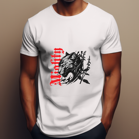 Mighty- Big Cat Pure Cotton White T-shirt