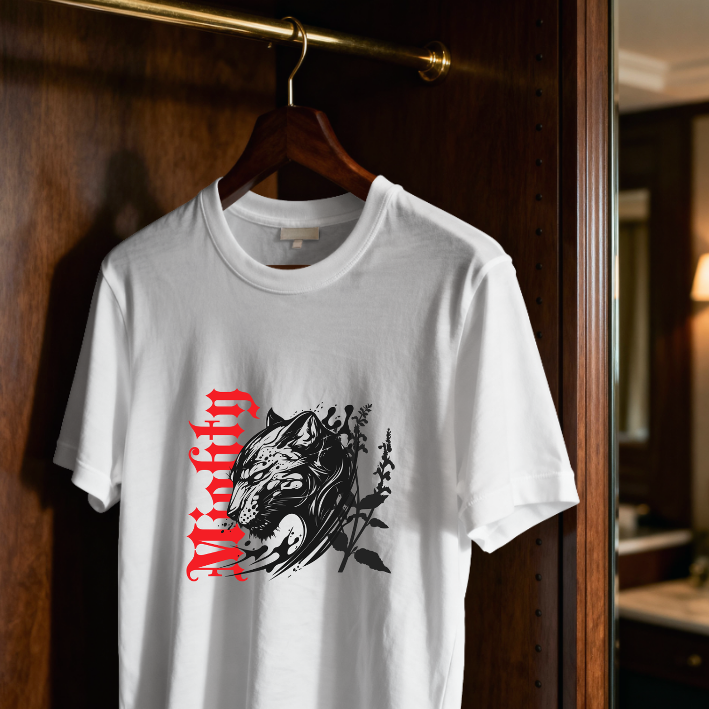 Mighty- Big Cat Pure Cotton White T-shirt
