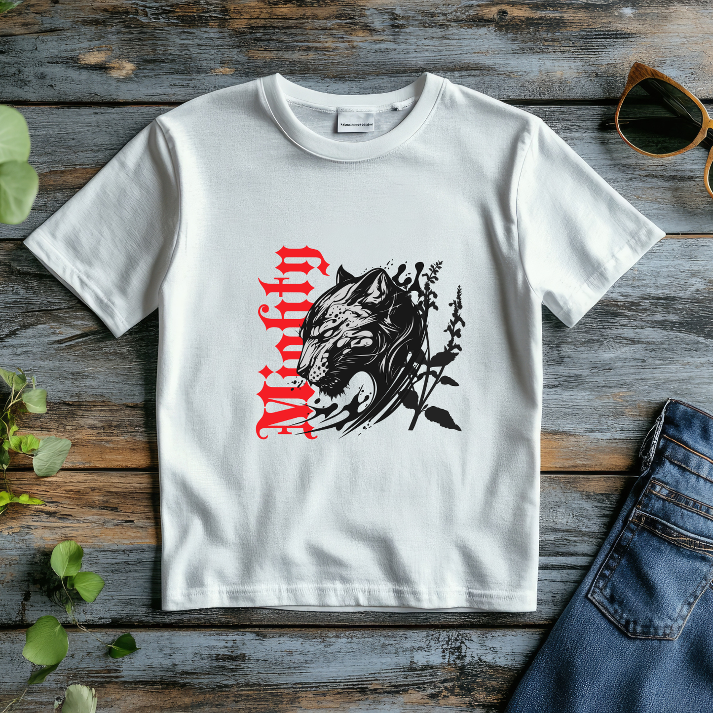 Mighty- Big Cat Pure Cotton White T-shirt