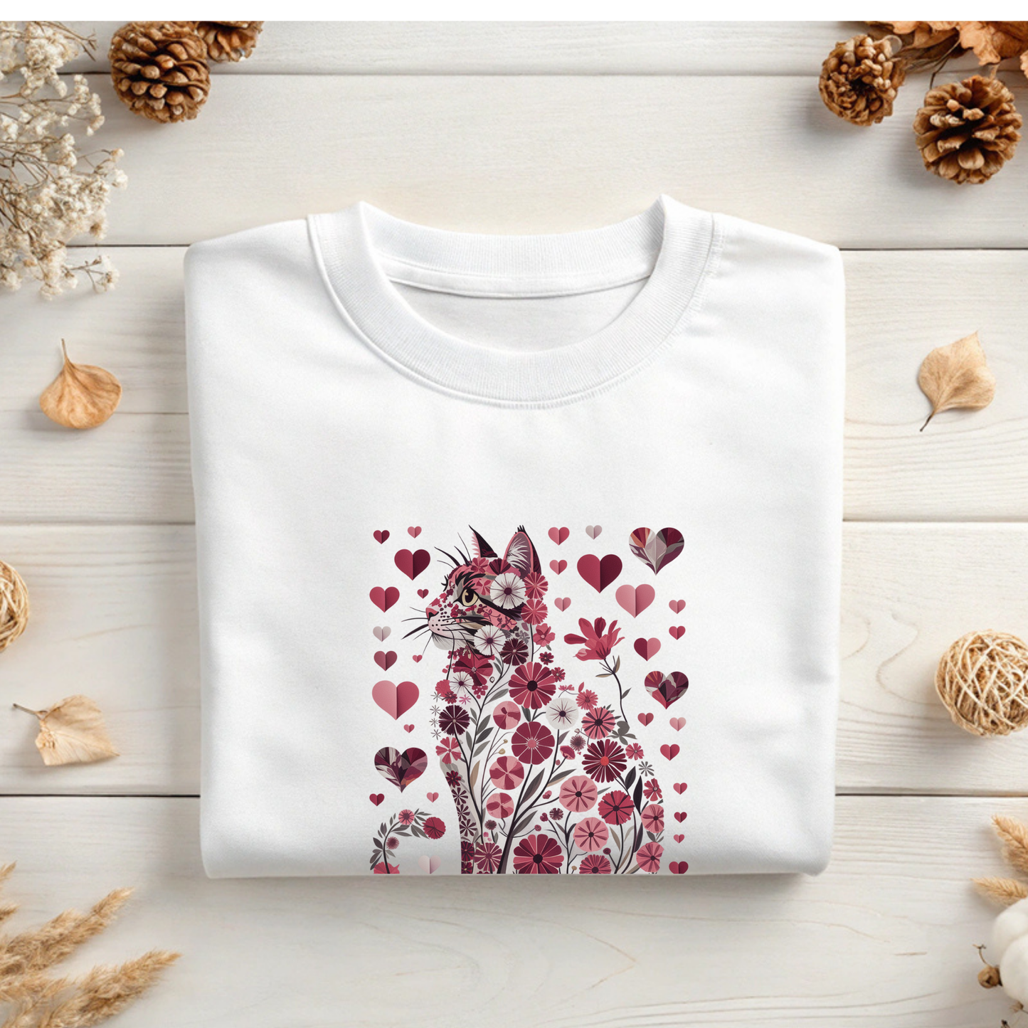 floral and heart cat sweatshirt