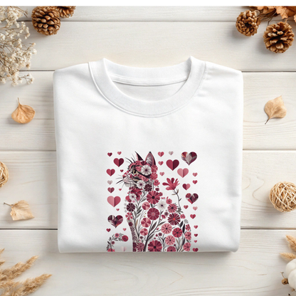 floral and heart cat sweatshirt
