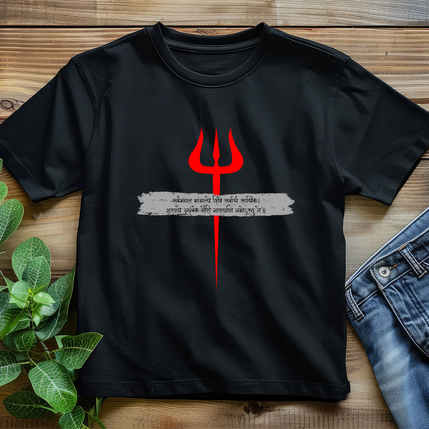 Trishul and sacred chant- Sacred Symbol of Shiva Black T-shirt for Men