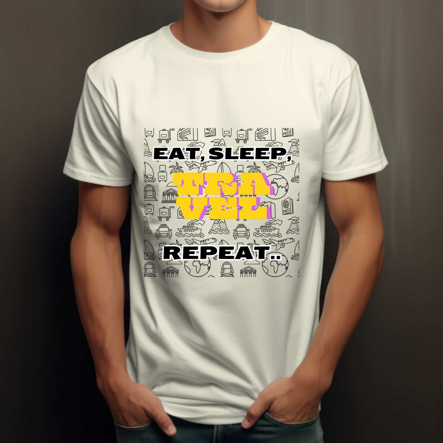 Eat, Sleep, Travel, Repeat T-Shirt for Wanderers