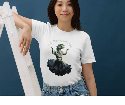 Vibin to life tunes dancing Dinosaur T-shirt