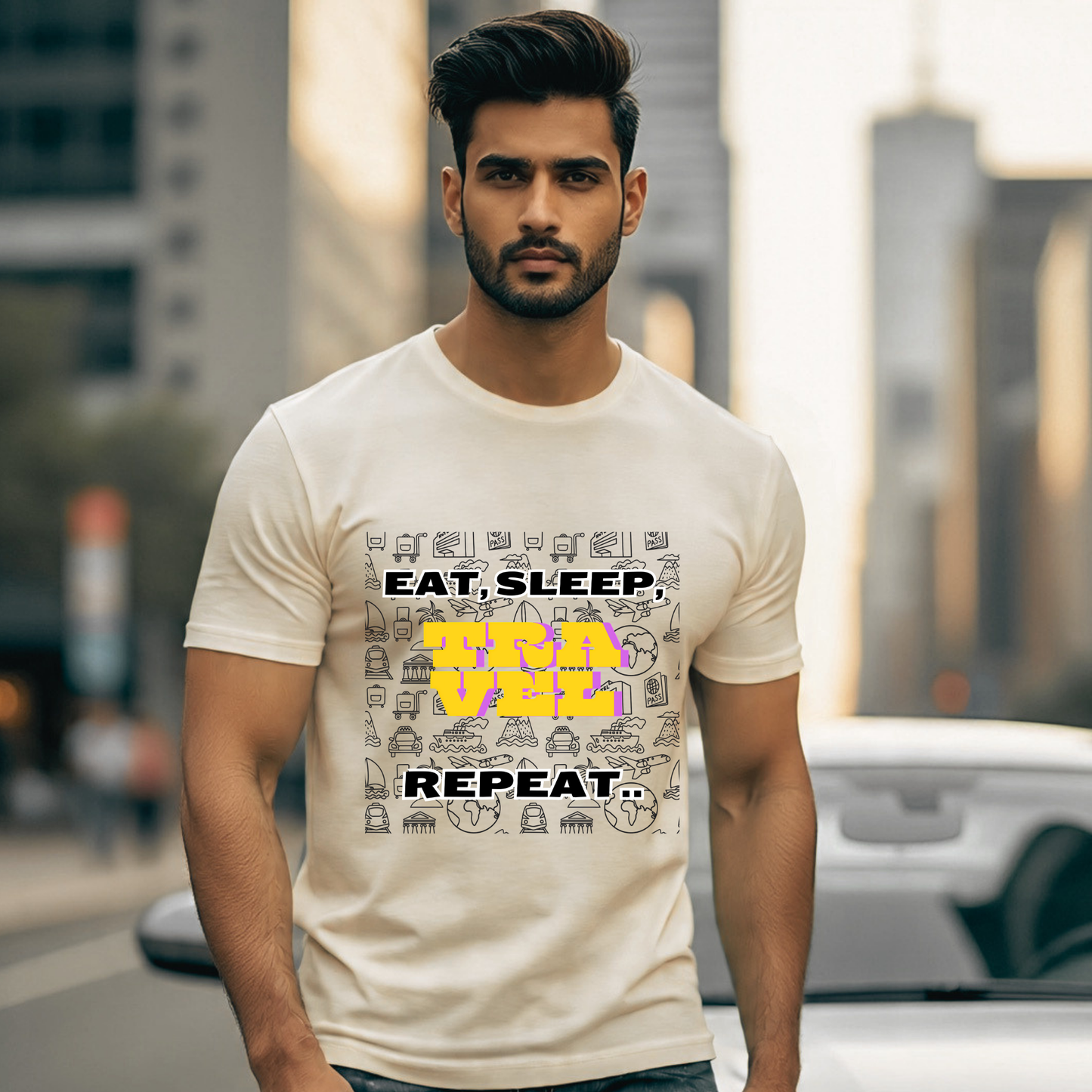 Eat, Sleep, Travel, Repeat T-Shirt for Wanderers