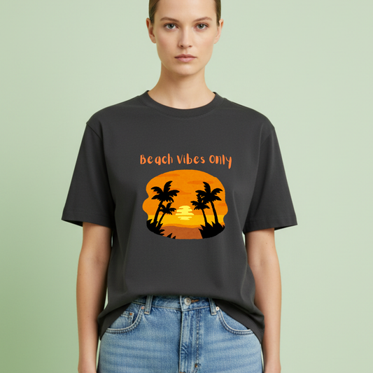 Beach vibes only sunny tree beach travel t-shirt for Woman