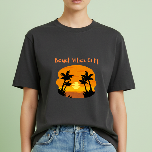 Beach vibes only sunny tree beach travel t-shirt for Woman