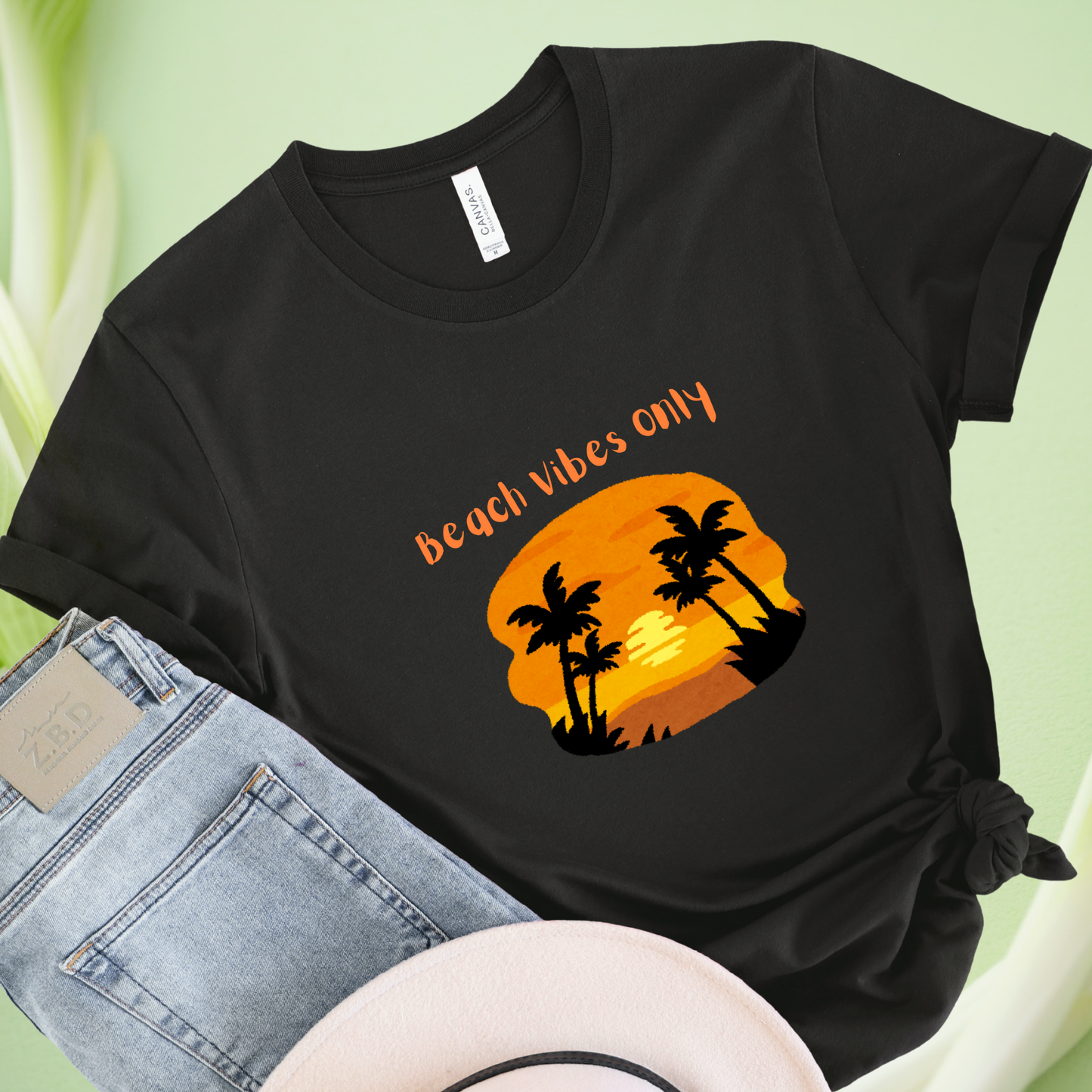 Beach vibes only sunny tree beach travel t-shirt for Woman